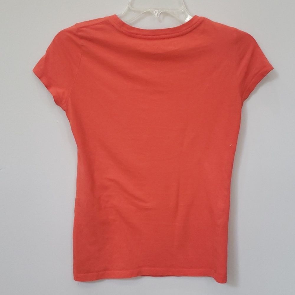 Y2k Aeropostale Top Womens S Orange Turquoise Athletic Cut Cap Sleeve Shirt - Picture 3 of 6